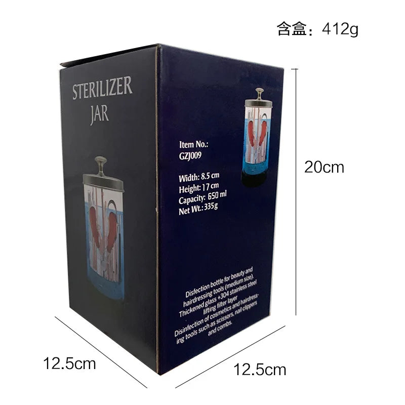Barber Disinfectant Jar Comb Sterilization Tank Glass Disinfecting Canister Nail Tool Hairdresser Supplie Salon Sterilize Bottle