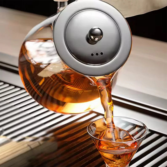 A76X-Heat Glass Teapot With Stainless Steel Tea Stra Flower Kettle Teawareiner Infuser Set Puer Oolong Pot