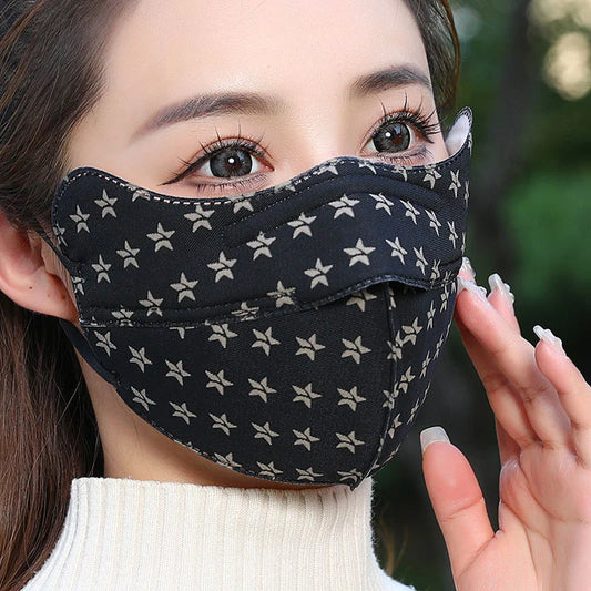 Fashionable pentagram printed sunscreen Mask breathable warm windproof eye corner protection Reusable adult face mask