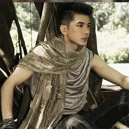 Ruins Style Unisex Steampunk Hip Hop Cotton Linen Scarf Retro Apocalyptic Scarves Techwear Capes Outdoor Tactical Shawl