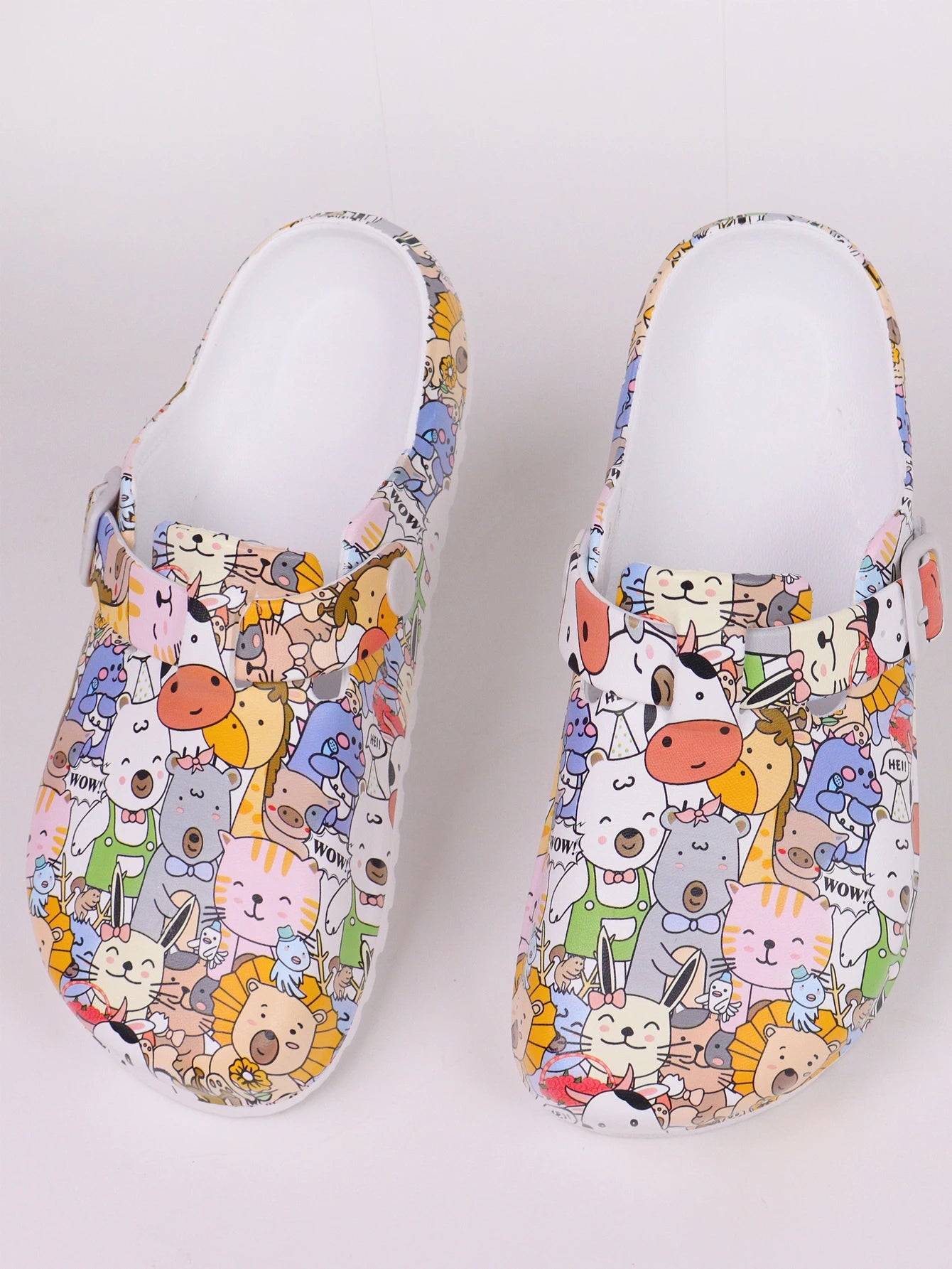 Women's Lightweight Eva Tie-Dye Slippers with Cartoon Animal Prints - Flat Garden Shoes Suitable for All-Day Wear, Casual and Outdoor Activities, Cute Shoe Style, Summer Flat Slippers, Fun Shoe Design.