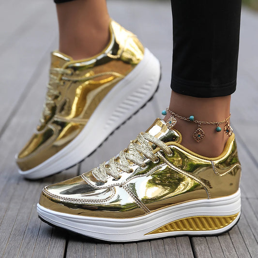 Women Sneakers Fashion Platform Shoes Lace Up Women Casual Flats Shoes Outdoor Lightweight Walking Women Shoes Zapatos De Mujer