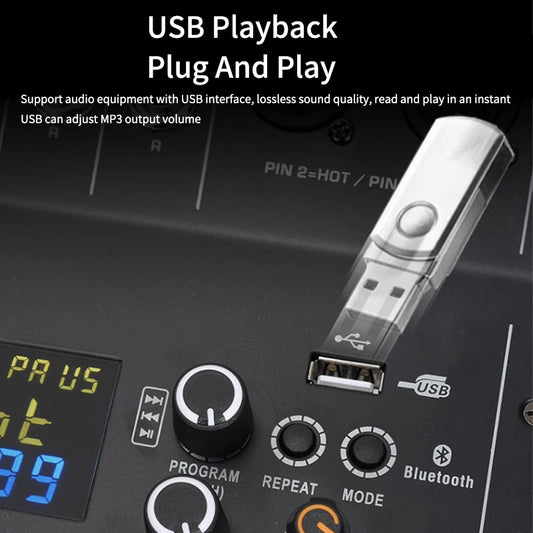 8/12 Channel Digital Mixer Audio Console 100 DSP Effects Bluetooth USB MP3 DJ Reverberation Sound Mixing Console