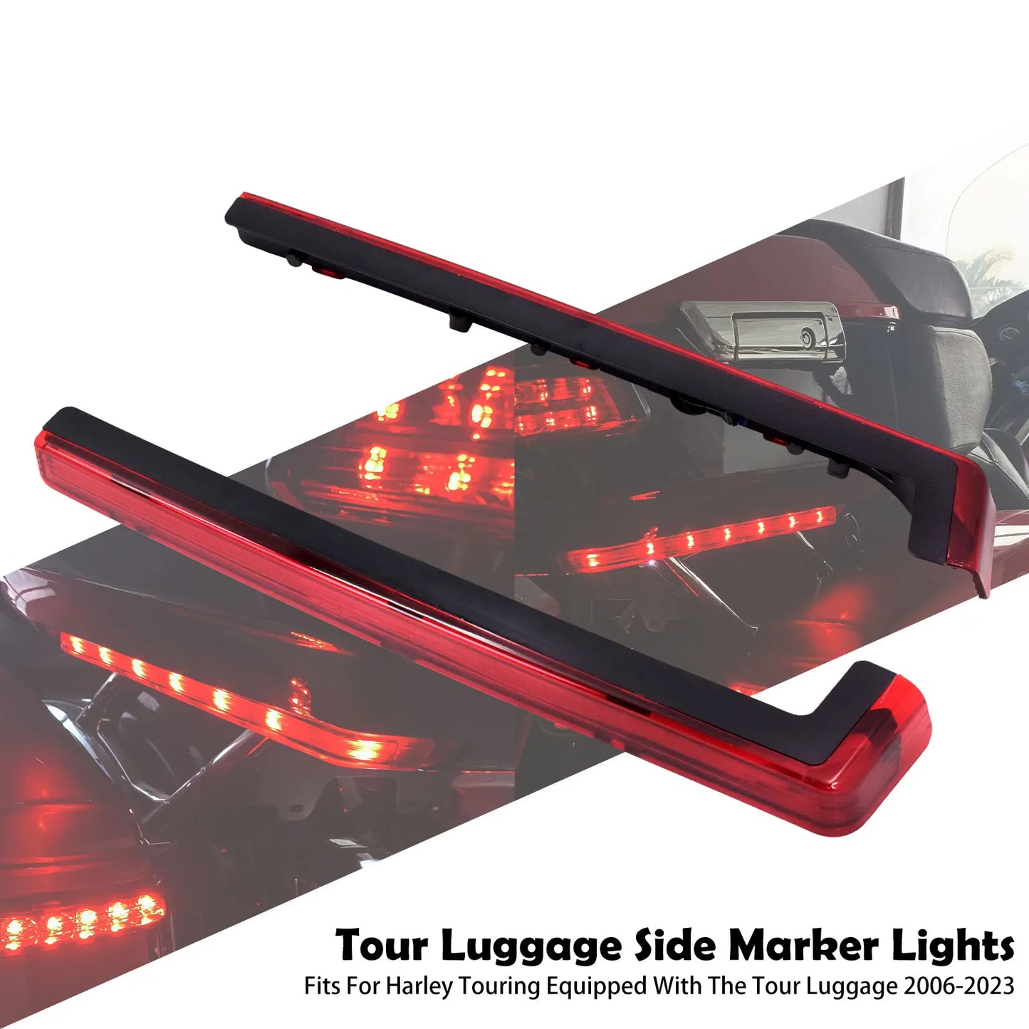 Motorcycle Tour Luggage Accent Side Panel LED Light Red/Smoke For Harley Touring Road King Road Glide FLHR FLHX FLTRX 2006-2025