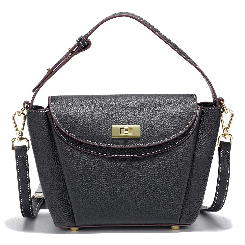 Zency Luxury Genuine Leather Tote Bag For Women Elegant High End Bag Shoulder Crossbody Handbag Top Handle Bags Noble Purple Bag
