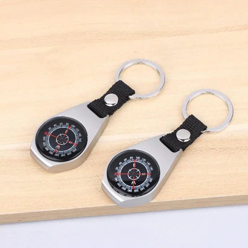 Outdoor Camping and Hiking Accessory: Durable Metal Compass Keychain Carabiner.