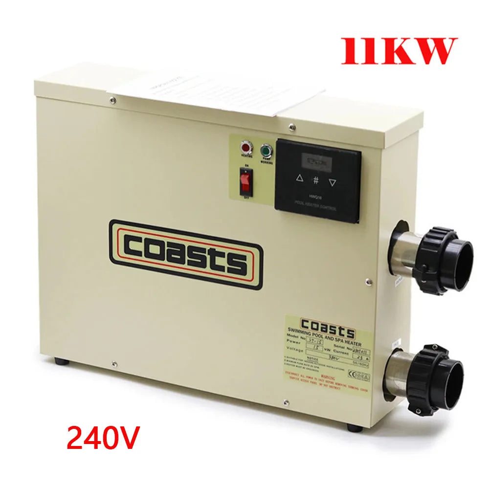 11KW Swimming Pool Heat Pump, Electric Swimming Pool Heater for Above Ground Pools, Max Output 45000BTU/hr, Heat Exchanger 220V