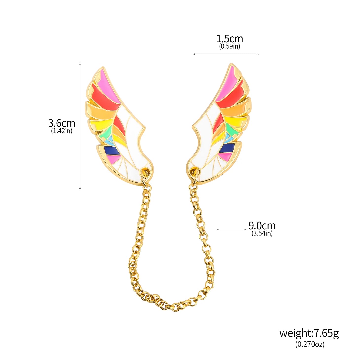 Pride Wings Enamel Pins Butterfly Wings Tassel Chain Brooch Metal Feather Lapel Pin Suit Coat Breastpin Women Men's Accessories