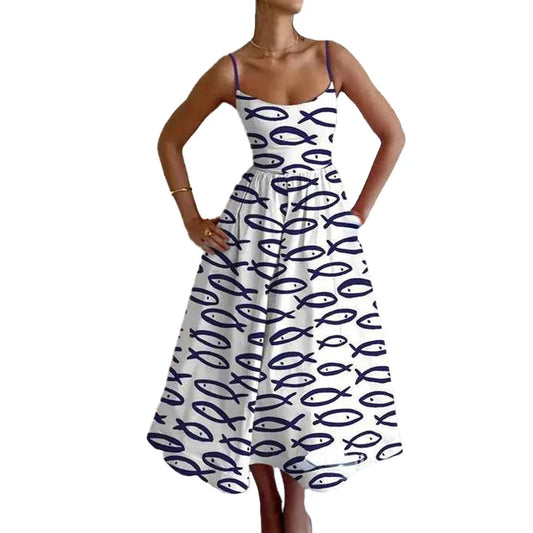 Elegant Women's Long Dresses 2025 Summer Print Vacation Suspender Sexy Dress Vestidos Mujer Verano Платье Летнее Ropa Y2k Mujer