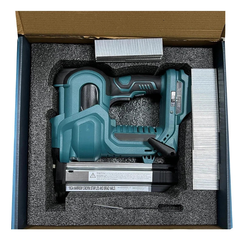 Brad Nailer Electric, 2-in-1 18G Nail Gun & Staple Gun for Woodworking, Flooring, Roofing and Upholstery Straight/N-Shape Nails