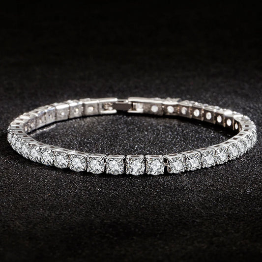 High Quality S925 Silver Platinum Plated Moissanite Bracelet Sparkling Personality Wedding Jewelry Gift Charm Bracelet For Women