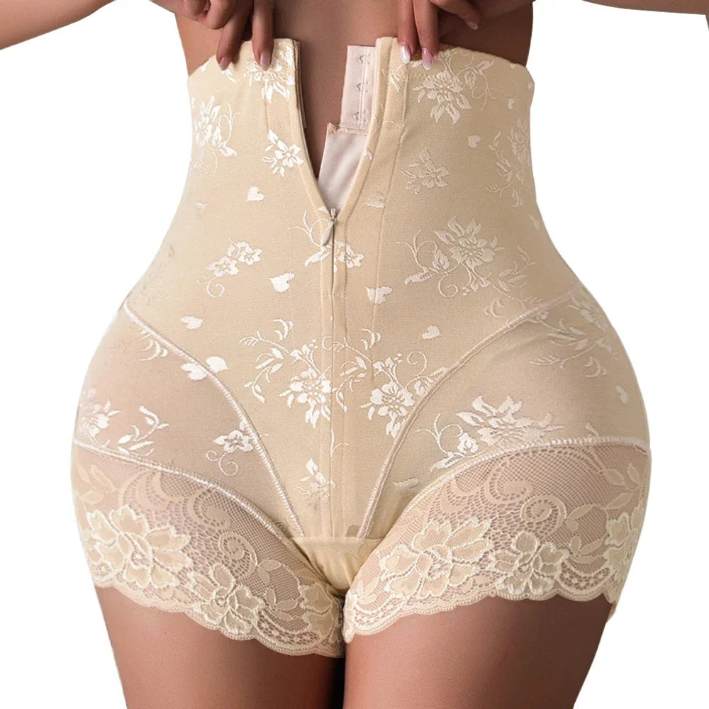 YBFDO Women High Waist Trainer Body Zipper Shaper Panties Tummy Control Slimming Belly Shapewear Girdle Waist Trainer Shorts