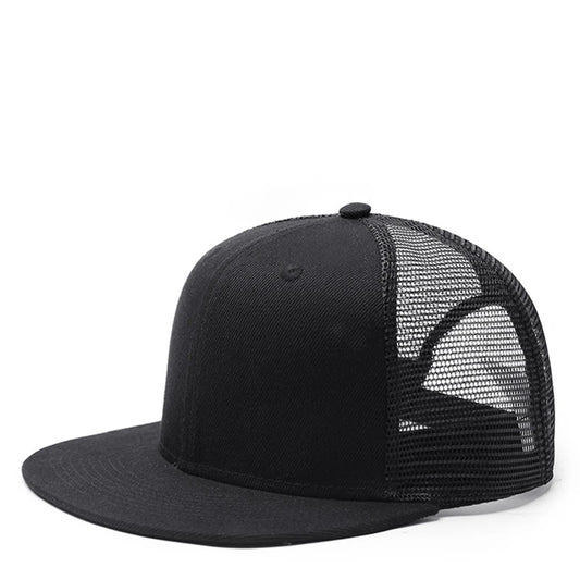 Adult Solid Color Flat Brim Mesh Snapback Cap Men Woman Hiphop Plain Baseball Hat 55-60cm