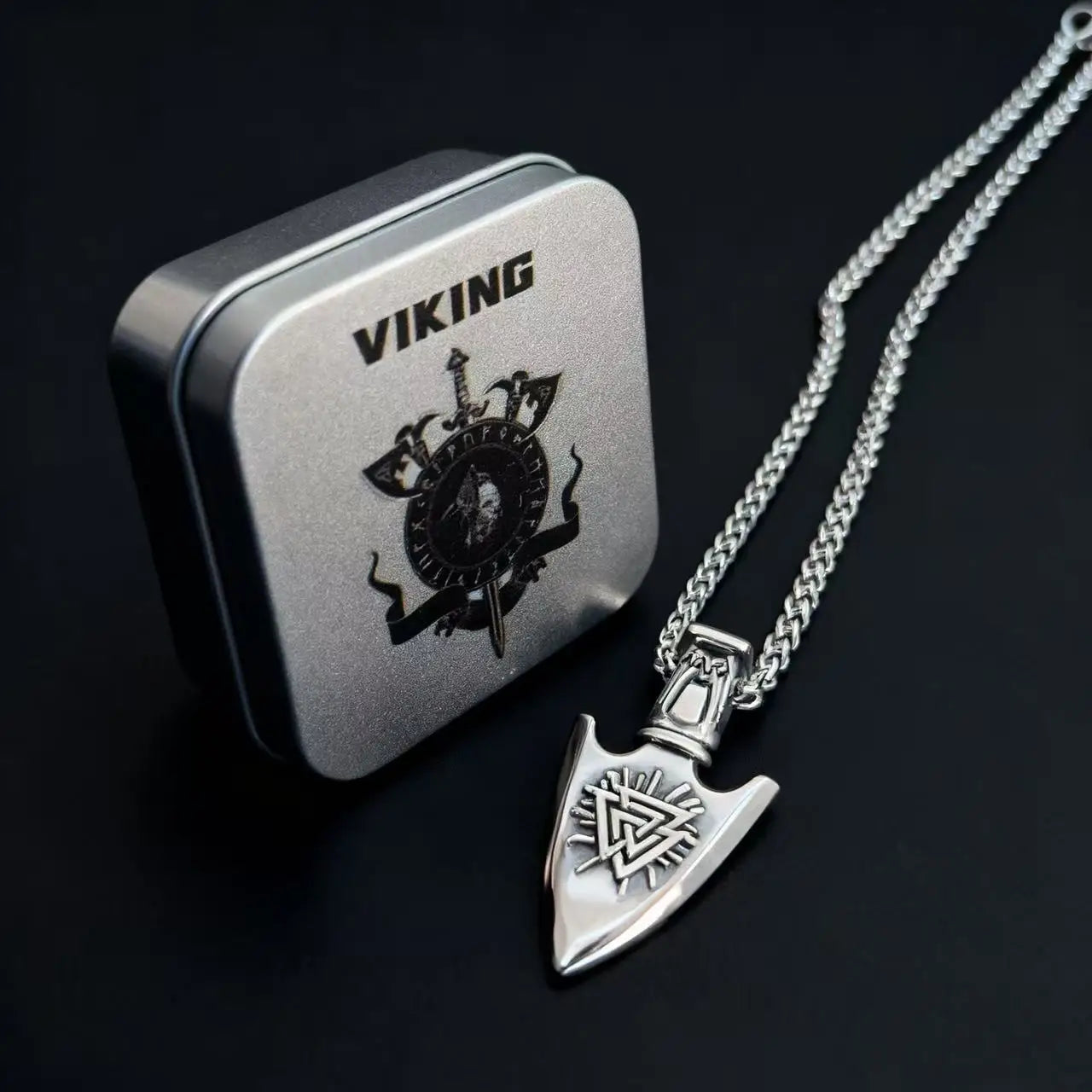 HNSP Odin Viking Rune 316L Stainless Steel Pendant Necklace For Men Chain Jewelry Accessories
