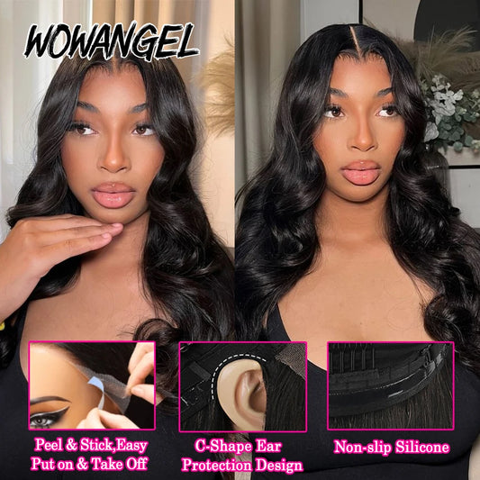 WOWANGEL 13x6 HD Lace Front Wigs 34inch Body Wave Glueless Human Hair Wig 250% Pre Plucked Skins Melted Brazilian Hair For Wowen