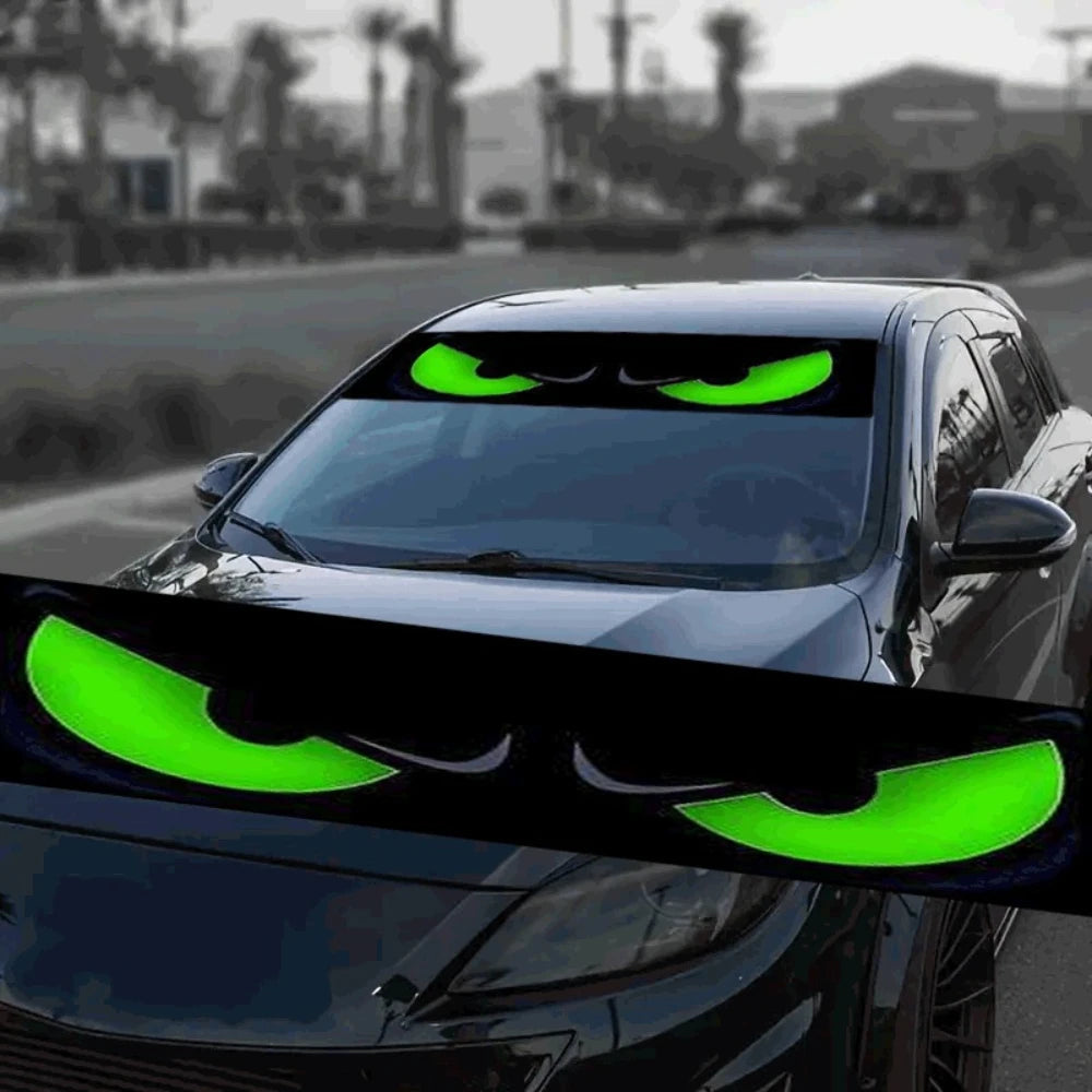 1Roll Green Angry Eyes Car Sticker Waterproof Cover Scratches Vinyl Decal for Vehicle Front Windshield Self-adhesive Easter Gift