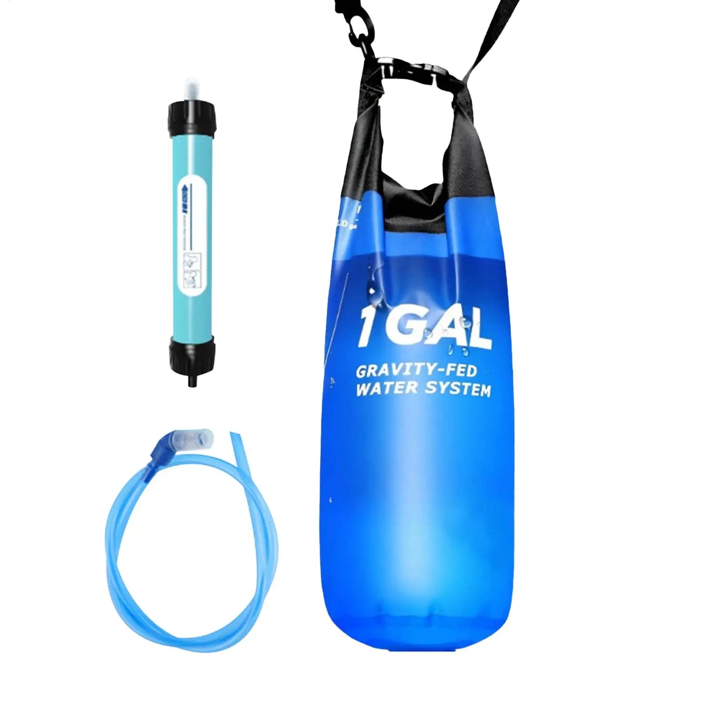 Camping Gravitys Water Bag With Water Filter And Hose Folding Water Filter Straw Water Bag Filtering Bucket Bag Survival Gear