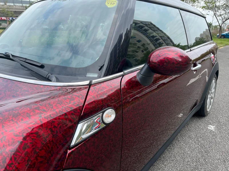 Premium PET High Gloss Red Forged Carbon Fiber Vinyl Wrap Film Roll Air Release Self Adhesive Decal Sticker Car Wrapping Foil