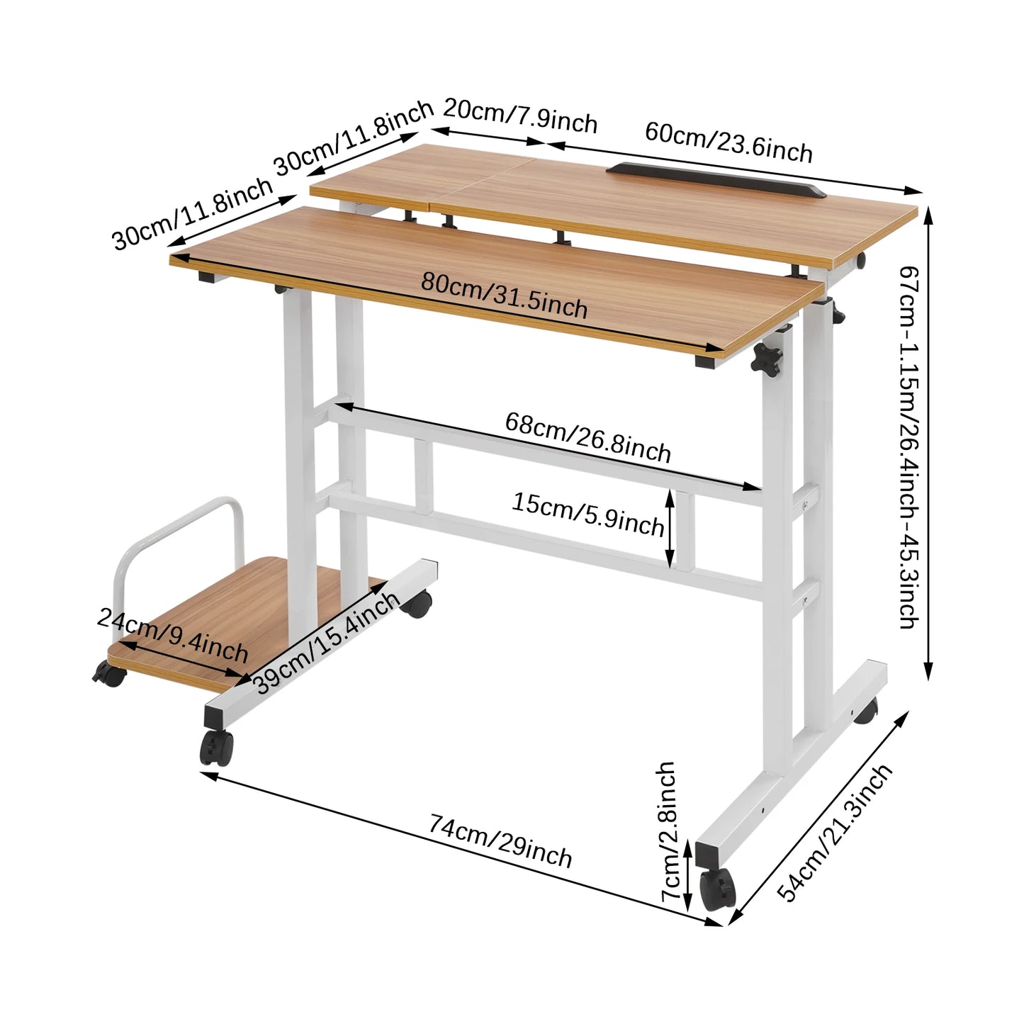 Multi Functional Foldable Computer Desk Adjustable Portable Laptop Desk Modern Computer Desk Computer with Wheels for Work Study