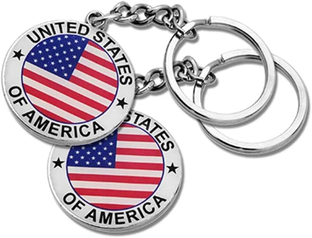 NYC US United States of America Keychain Metal Key Ring Star Stripe US Flag Souvenir Patriotic Christmas Gifts for Men Women