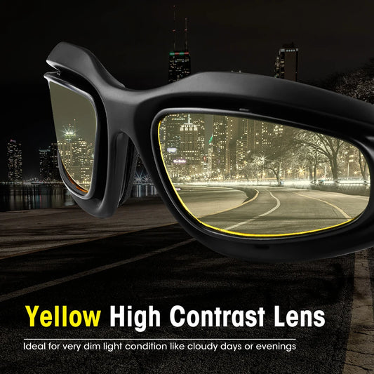 KEMiMOTO Motorcycle Glasses UV400 Polarized Sunglasses For Shooting Eye Protection Windproof Moto Goggles Antifog For Cycling