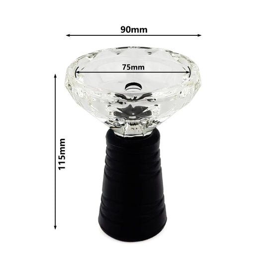 Premium Crystal Glass Hookah Bowl with Anti-Slip Silicone Base - Heat-resistant Clear Chicha Narguile Shisha Tobacco Holder