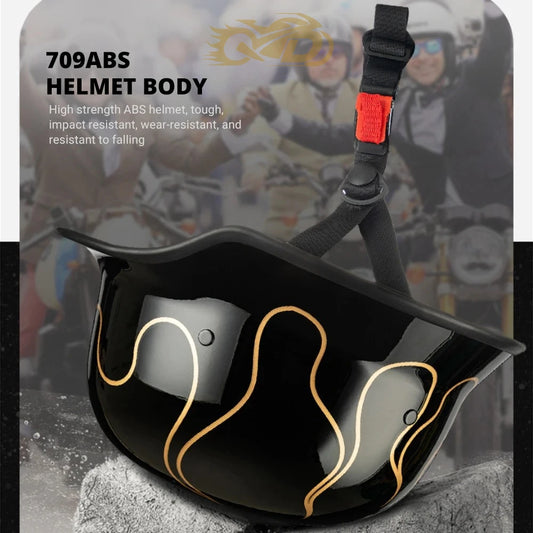 DOT Approved Motorcycle Helmet ABS Material Retro Moto Helmet Capacete De Moto Half Helmet Equipment German Tactical Vintage