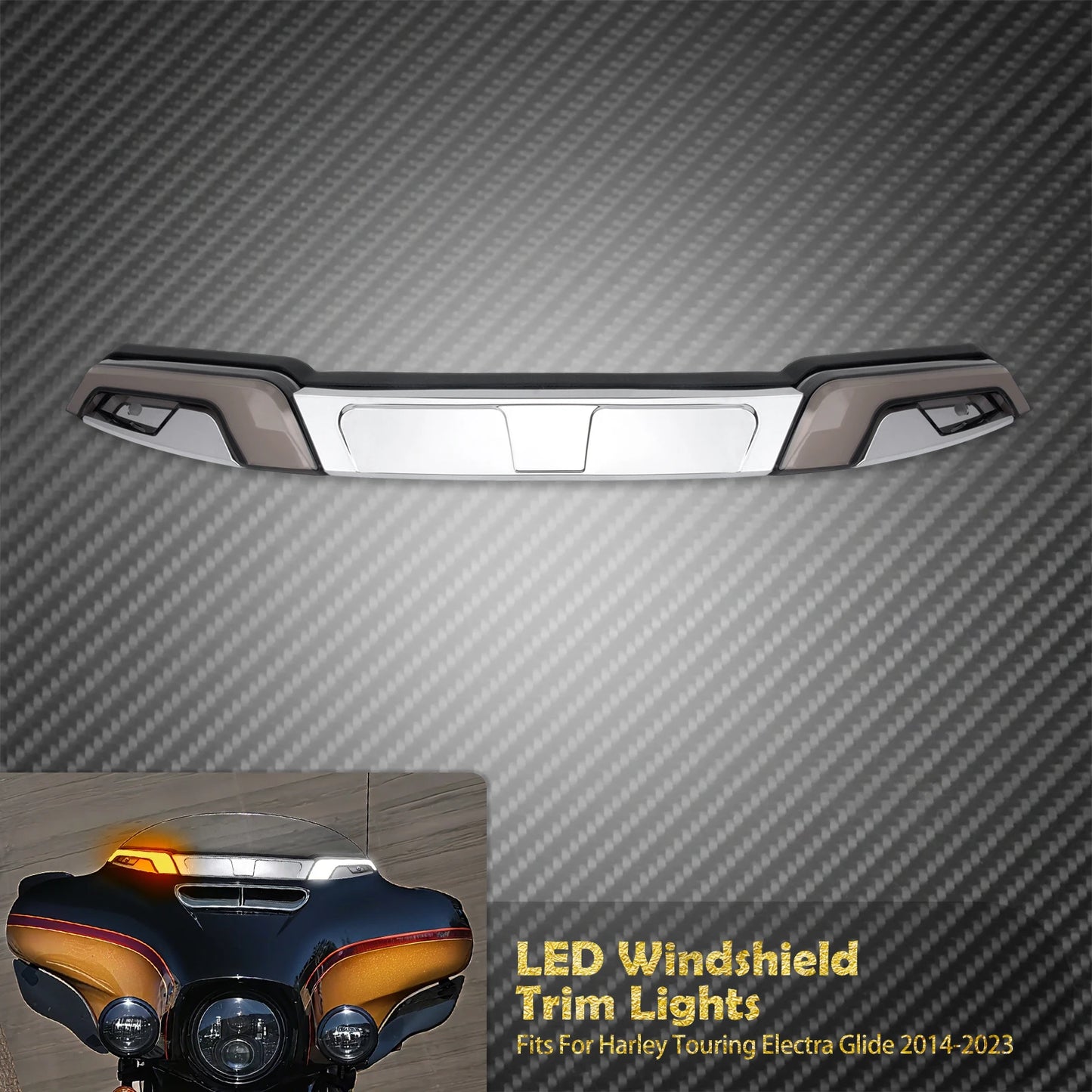 Motorcycle LED Windshield Trim Turn Signal Light For Harley Touring 2014-2025 Electra Street Glide Windscreen Running Side Lamp