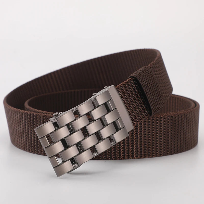 Men's Fabric Belt Nylon Canvas Automatic Belt Man Designer Belts Men Working Waistband Casual Men's Trousers Waist Belt ZX006