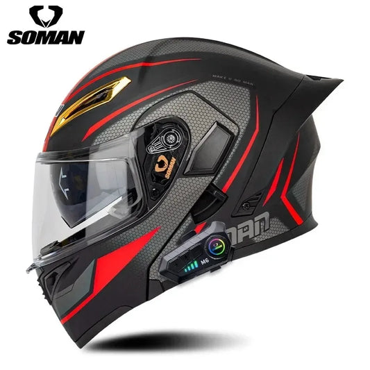 SOMAN Modular Helmet Flip Full Face Motorcycle Helmet Dual Visor Lens Racing Casco casque moto approved 오토바이핼멧