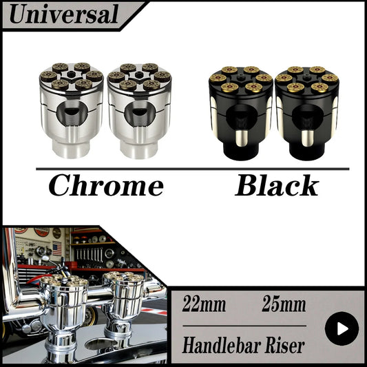 2X Motorcycle 7/8" 1" Handlebar Riser Clamp Aluminum For Harley Custom Springer Bobber Chopper 22mm 25mm Handle Bar Black/Chrome