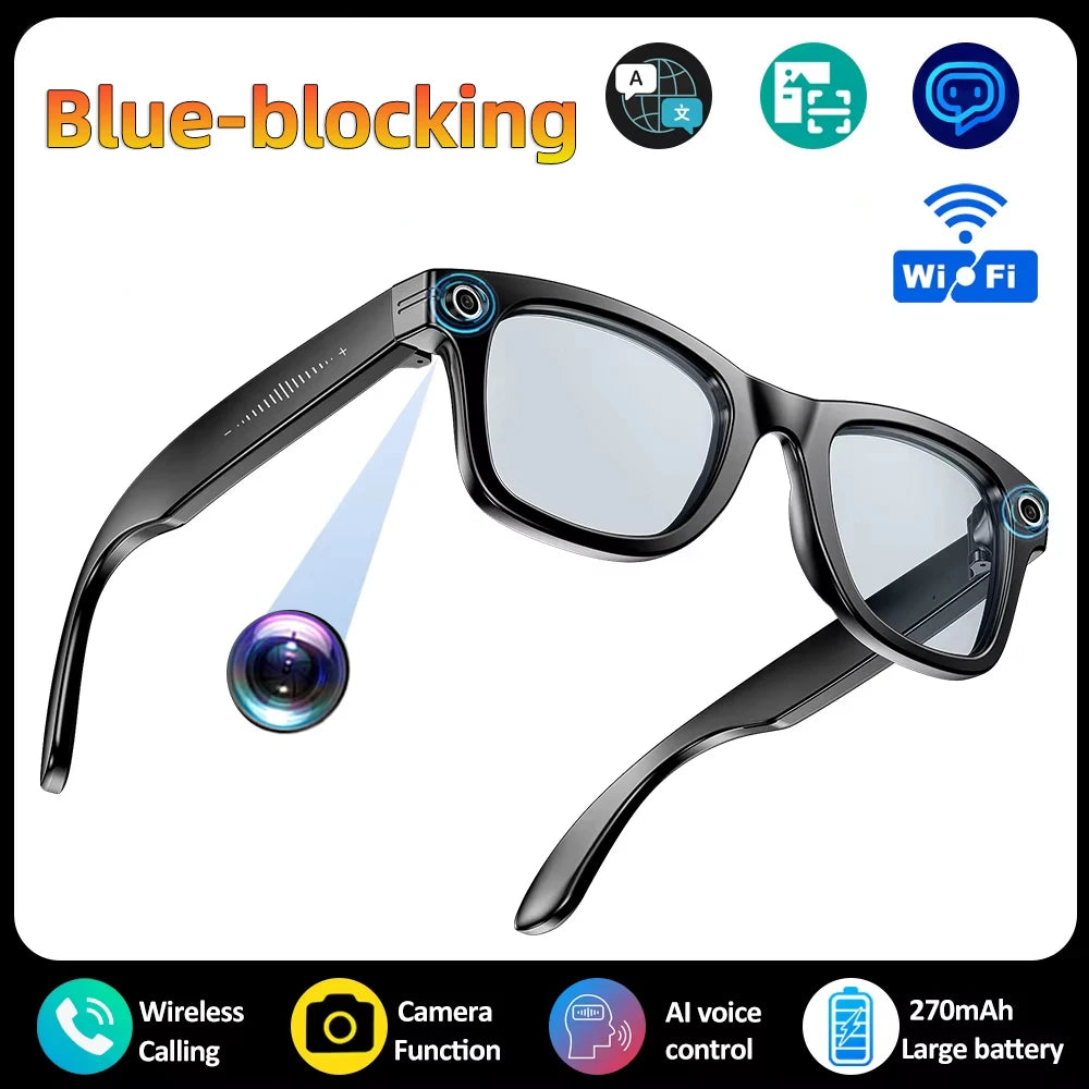 8MP HD Camera Smart Glasses Color-Changing AI Real-time Translation BT Call Music Play Photo Video Record Sunglasses Men Women