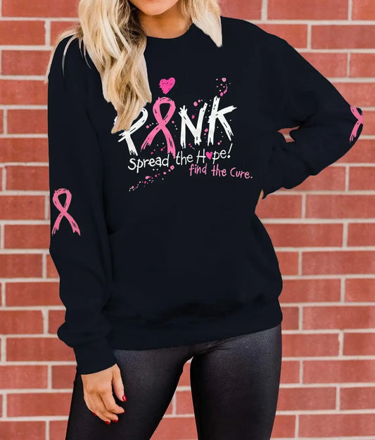 YALUCOR Women Cancer Sweatshirt Breast Cancer Pullover Top Pink Ribbon Spread The Hope Top Cancer Awareness Support Man Woman