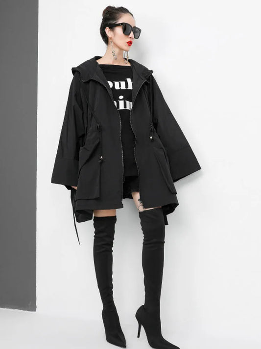 Amax luluE 2025 Fashion Korean Fall Ladies Loose Streetwear Womens Long Hooded Trench Coat Oversized Windbreaker Casual Clothes