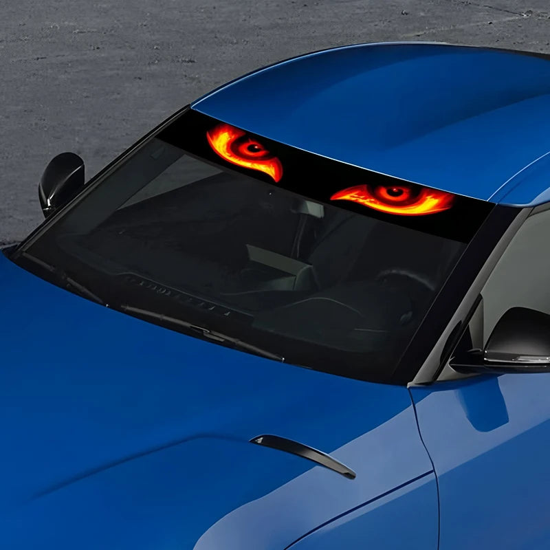 1 Flame Magic Eye Punk Decorative Strip Car Windshield Sticker - High Quality, Weathering Vinyl Decal, Self Adhesive, Suitable