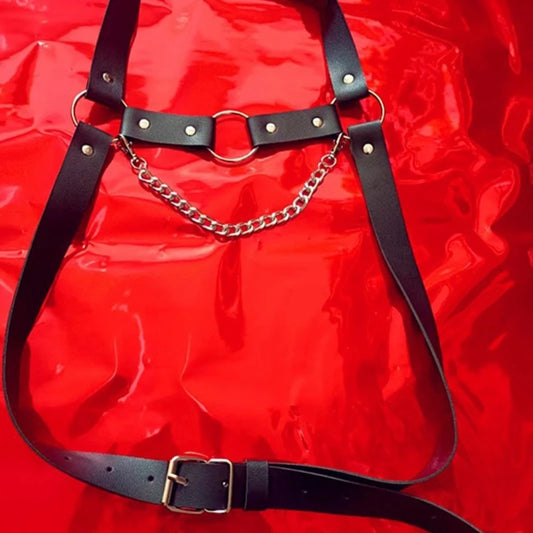 Man Leather Punk Chest Straps Harness Belt Carnivals Dance Costume