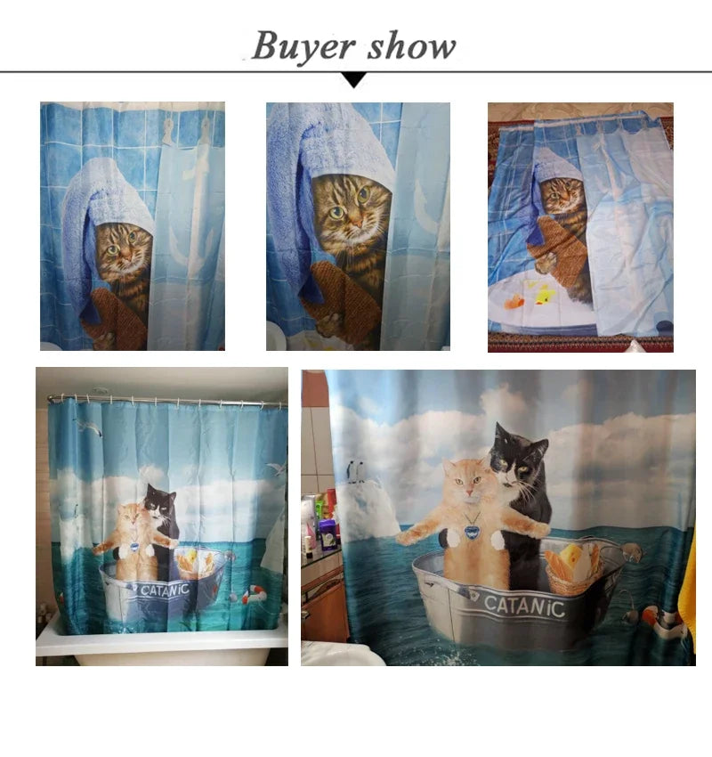 1pc Majeic White Tiger Shower Curtain - Scenic Mountain View with Majestic Tiger Design, Durable Polyester Fabric, Machine Washa