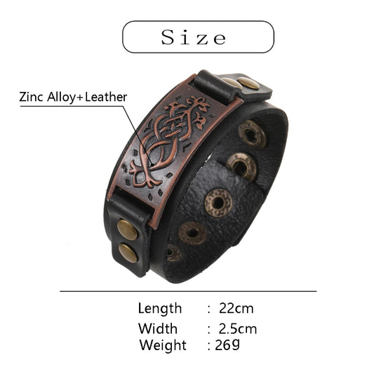 2025 Jewelry Handmade Weave Genuine Leather Bracelet Men Vintage Cuff Wide Leather Bracelet Pulsera Hombre