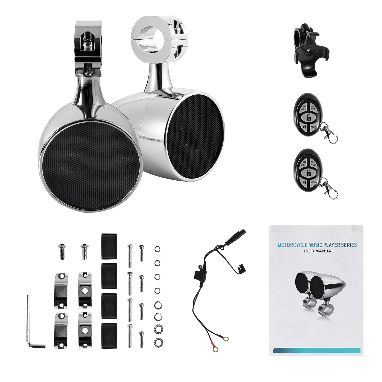 3inch Motorcycle Audio bluetooth/USB high-power audio with remote control for 26-33mm Handlebar Guard Bar Support MP3/WMA/WAV