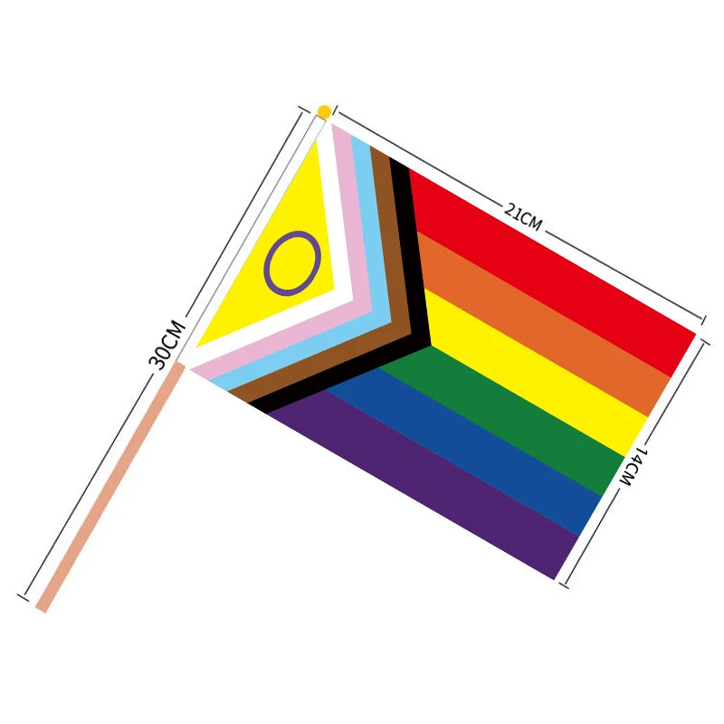 Aerxrbrae Custom Hand Flag 100Pcs 14*21Cm Plastic Stick Rainbow Gay Lesbian Homosexual Bisexual Pride Banner