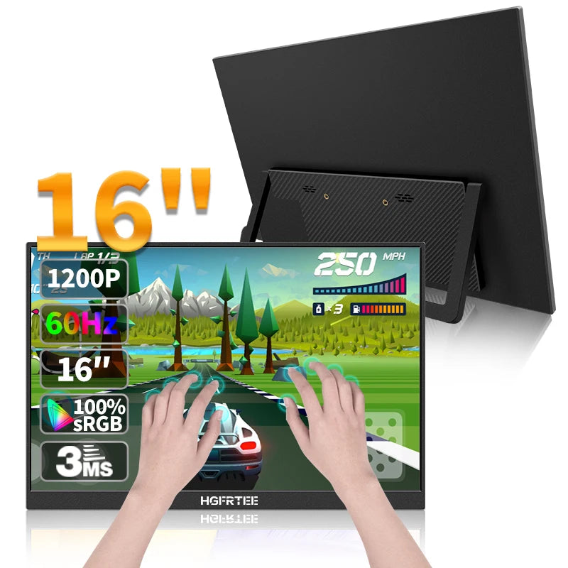 HGFRTEE 16inch Touch Portable Monitor 100%sRGB 350Cd/m² External Second Display For Laptop Screen,Touch/no Touch optional