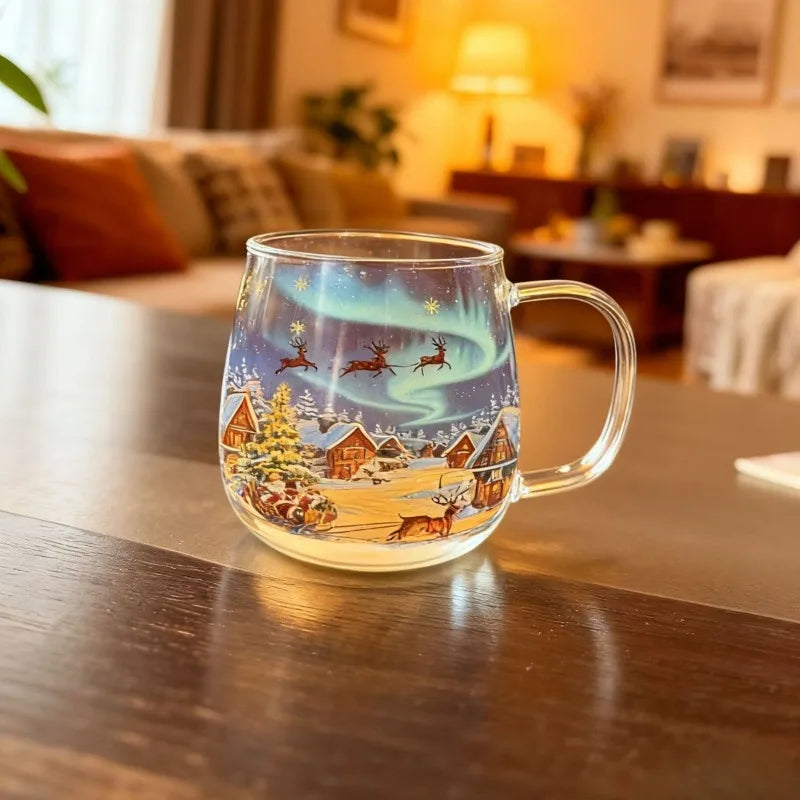 Christmas Mug Haunted Path Glass Coffee Mugs Beverage Containers Party Supplies for Home Farmhouse Apartment Hotel Counter