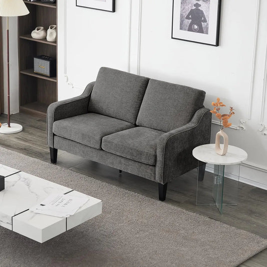 53" Wide Love Seat, Mid-Century Modern Loveseat Sofa Couch with Solid Legs, 2 Seater Sofa Couches with Scooped, Customized