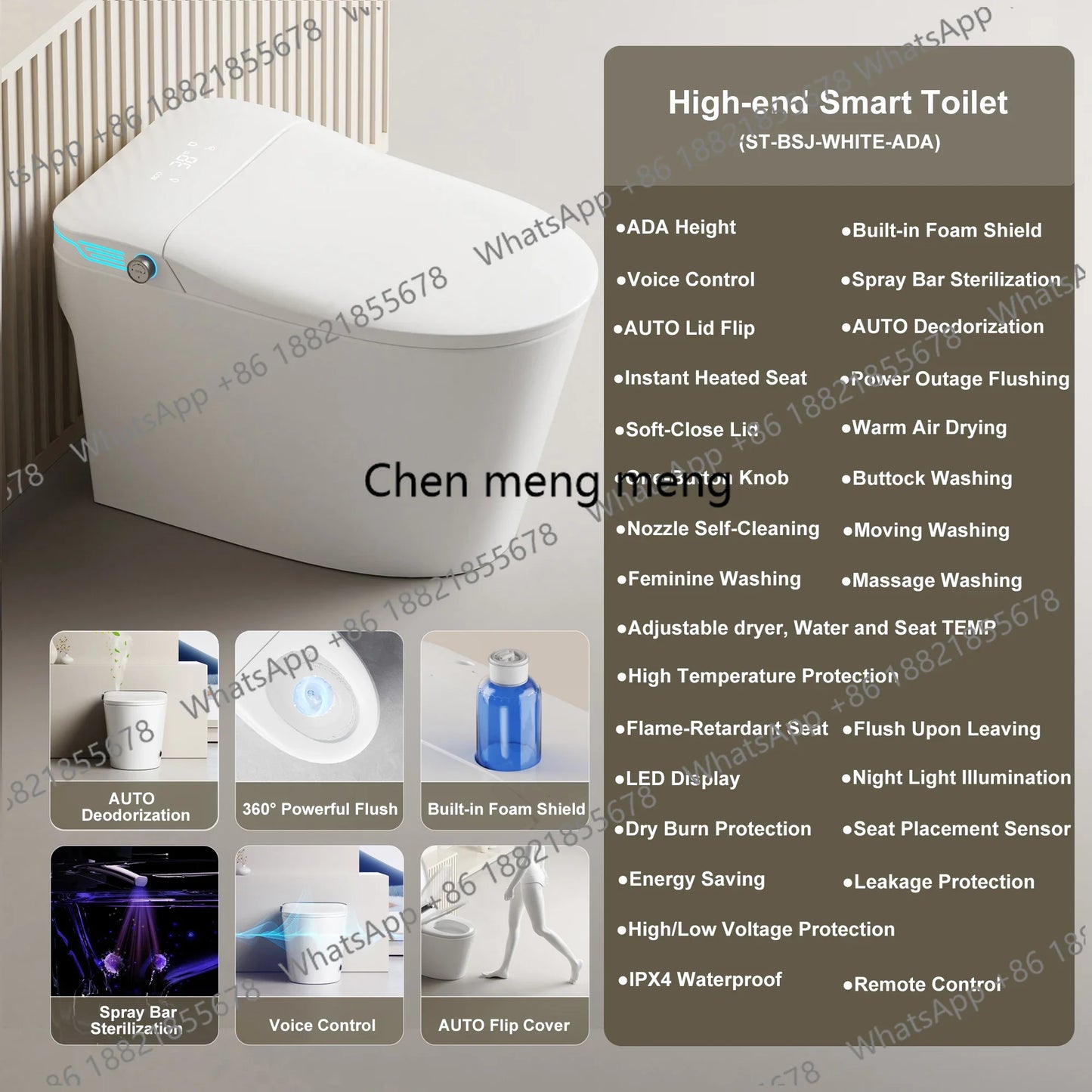 CC 45Elongated Smart Toilet with Bidet Built in,ADA Bidet Height,Foam Dispenser,One-Piece Toilet with Instant Warm Water and Dry