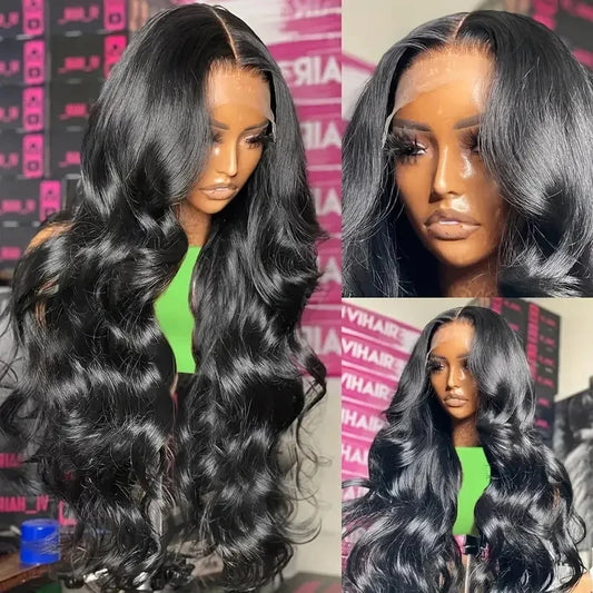 Brazilian Body Wave Human Hair Wigs Natural Black Pre-Plucked HD Transparent 13x4 13x6 Lace Frontal Wig