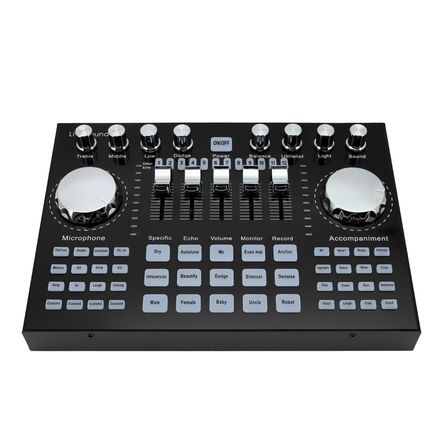 * K1 Live Sound Card Voice Changer Karaoke Audio Mixer for Broadcast Recording KTV Music Audio Multifunctional Live Sound Card
