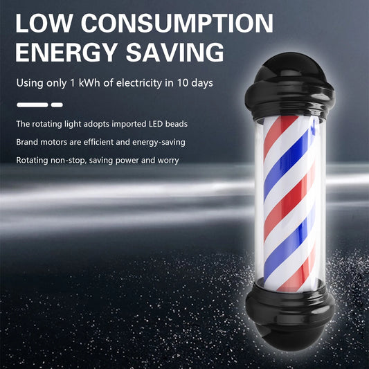 Barber Shop Rotating Hair Salon Shop Sign Stripes Retro Style Hairdressing Rainproof LED Light for Outdoor Party Tool