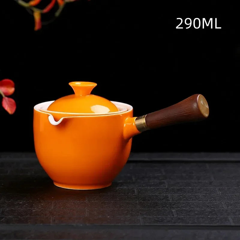 New Style Ceramic Glass Teapot Chinese Gongfu Tea Pot 360 Rotation Tea Maker Automatic Single Pot Teapot For Tea