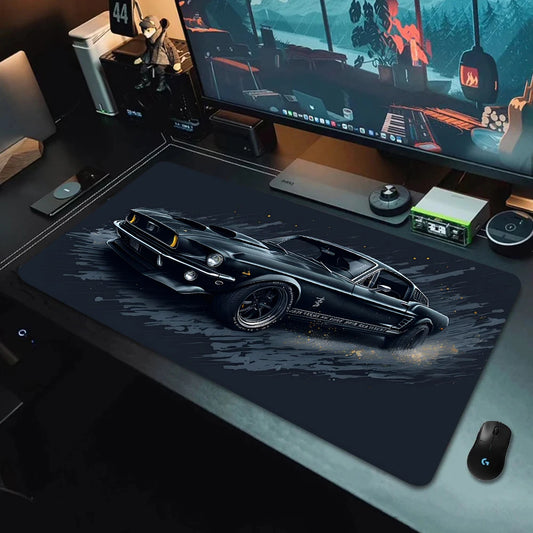 Black Mustang Mouse Pads Cool Car Large Computer Office Game Table Mats XXL Anti-slip HD Gaming Keyboard Mousepads Long Desk Mat