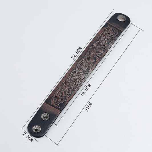 New Embossed Pattern Retro Cowhide Personalized Leather Bracelet MenCreative Jewelry European and American Style Gift